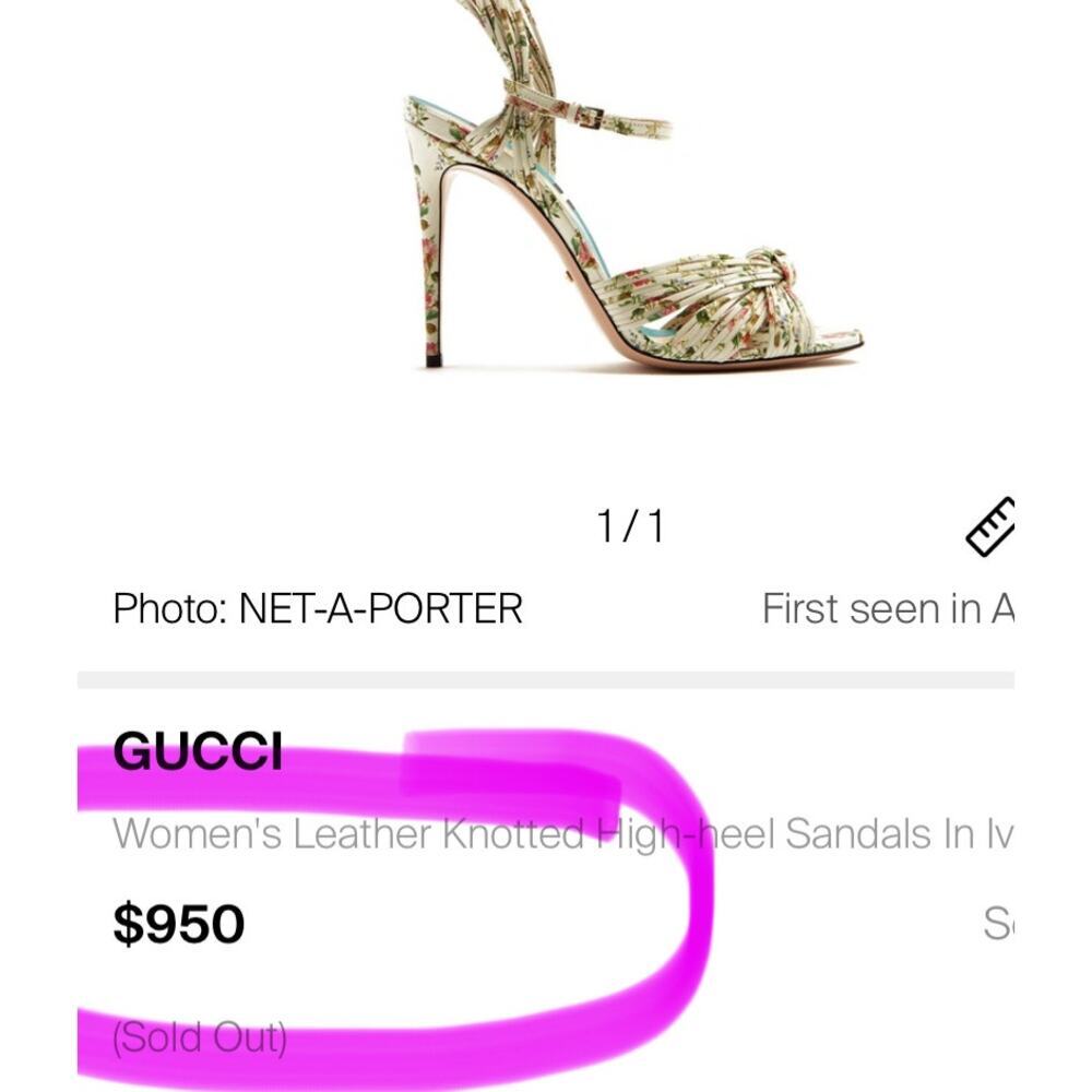 NEW Gucci Knotted Ivory Floral Leather Heels Size 35.5 Wedding Strappy Sandals - Picture 13 of 13